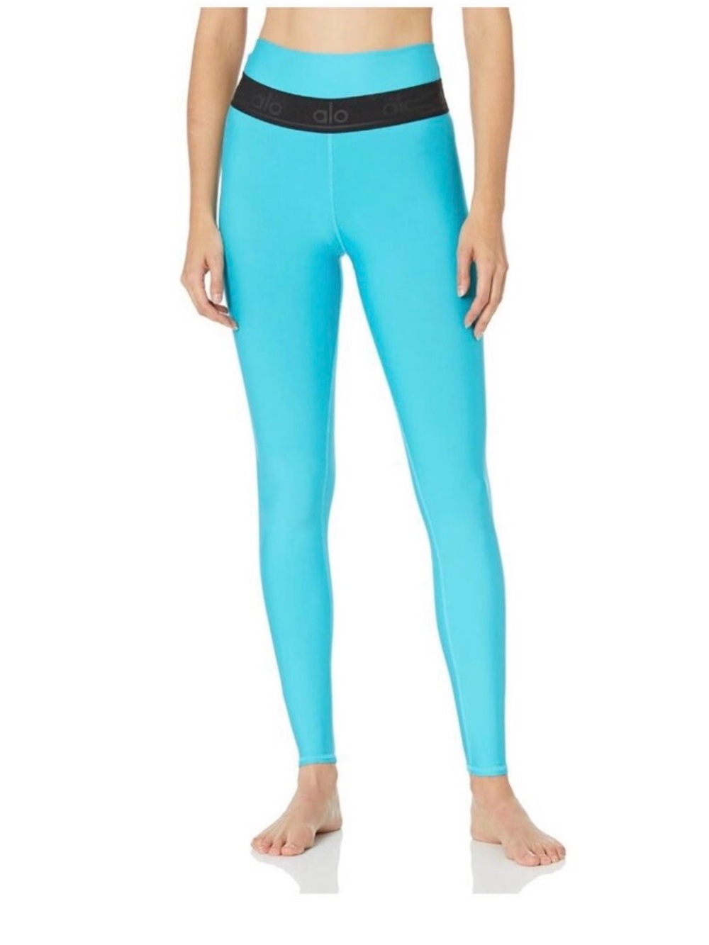 Alo Fitness Blue Active Leggings with Branded Waistband Size Medium